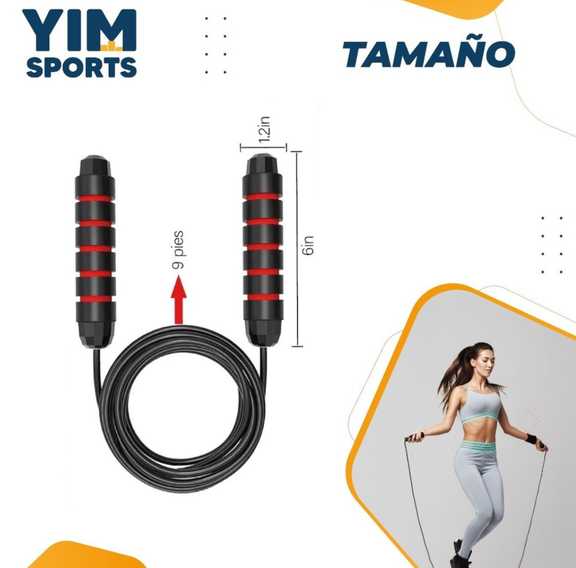 Cuerda Para Saltar De 300 Cm Con Mango Antideslizante Color Rojo