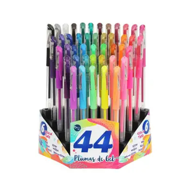 Plumas de Gel de Colores 44 Piezas Best Trading 44PG2SA SMS