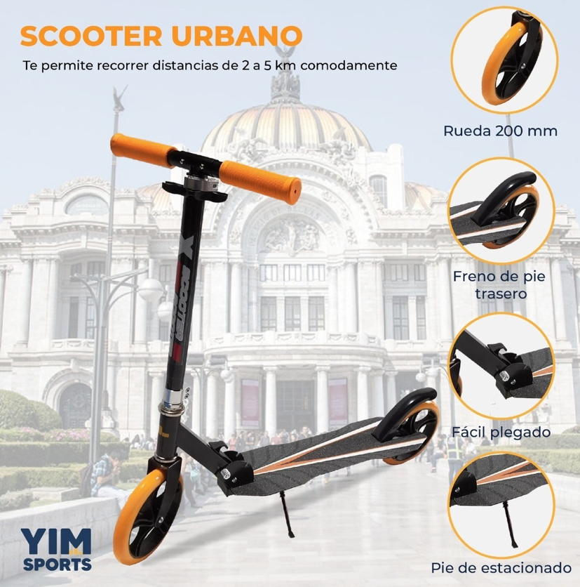 Scooter Mono Patin Del Diablo Ajustable Jovenes Adultos Yim Naranja