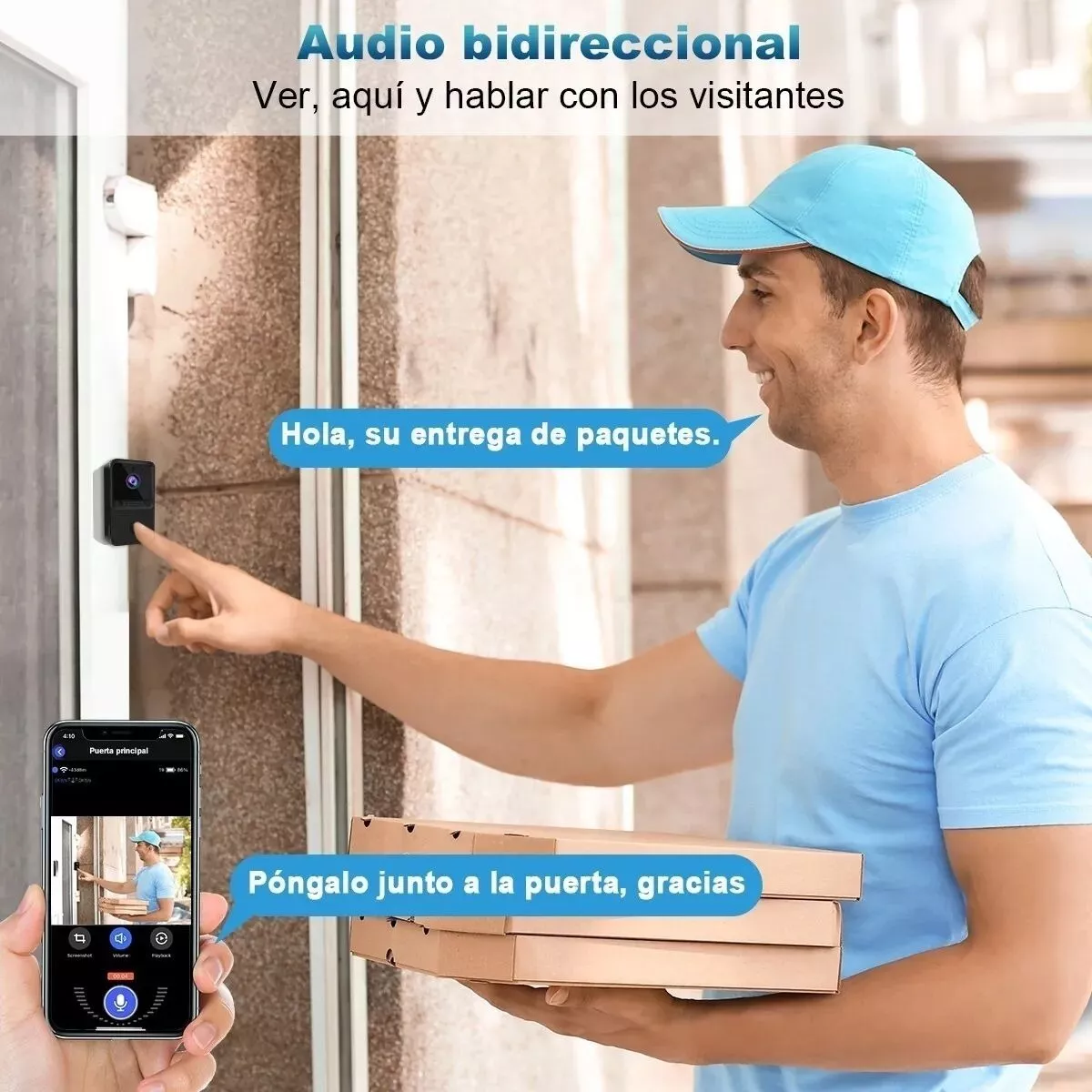 Timbre De Video Inteligente Wifi Inalámbrica Audio Cámara