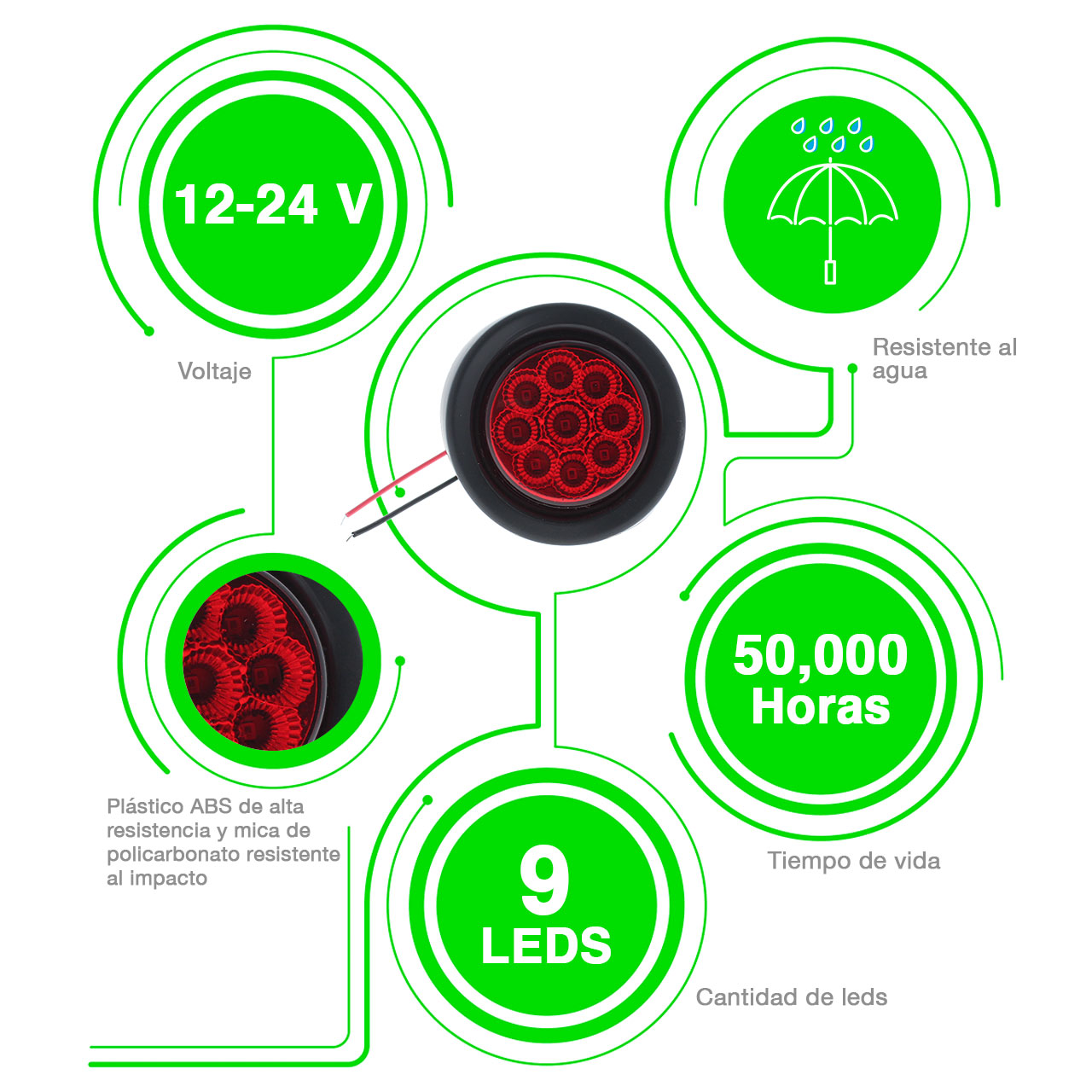 10 Plafon Redondo 9 Led 2 Pulgadas Embutir Caja Camion