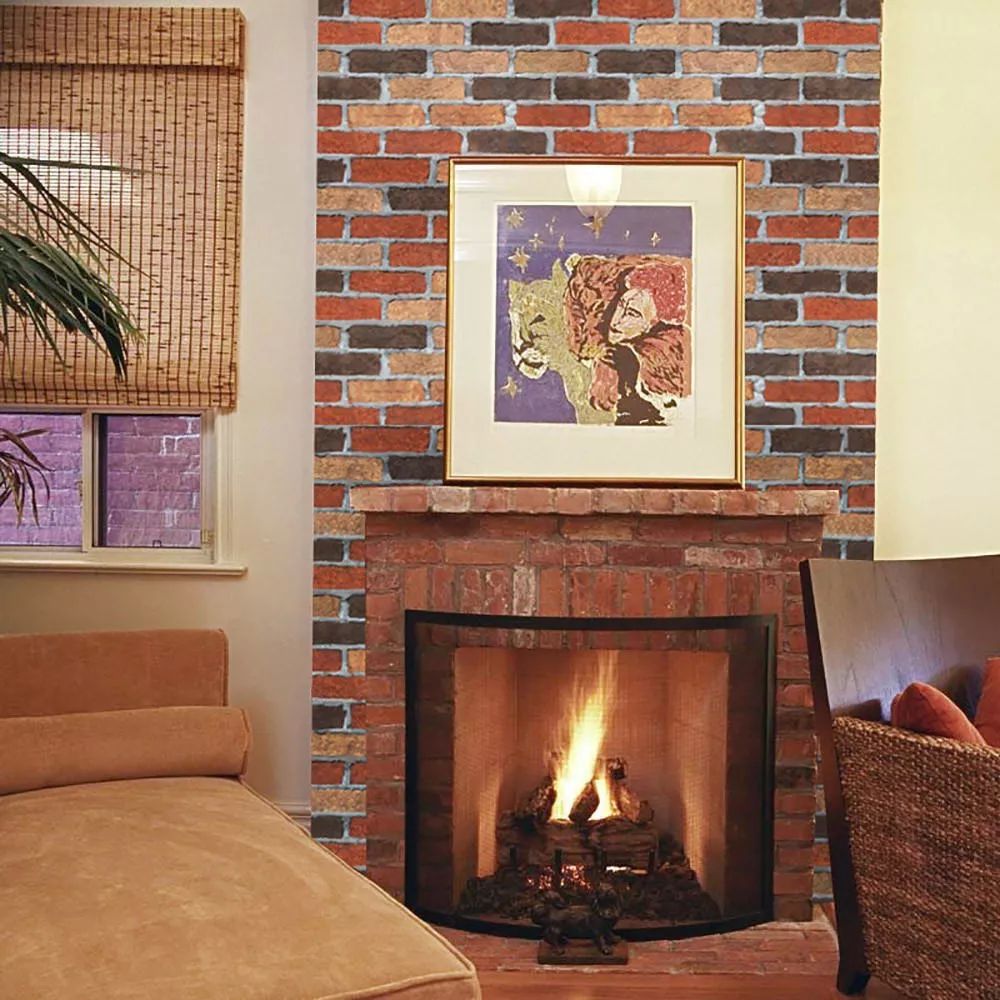 Papel Tapiz Adherible 10m X 45cm Ladrillo Clasico Rojo Tp07