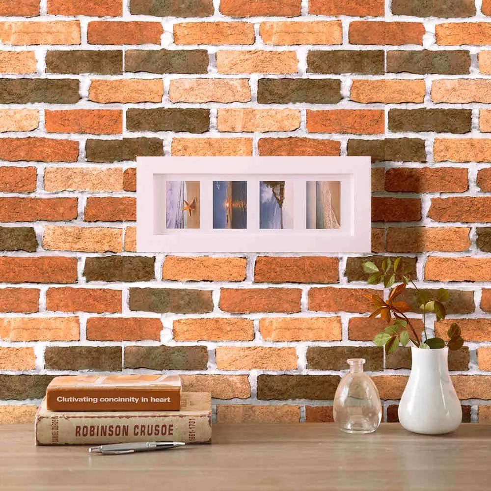 Papel Tapiz Adherible 10m X 45cm Ladrillo Clasico Rojo Tp07