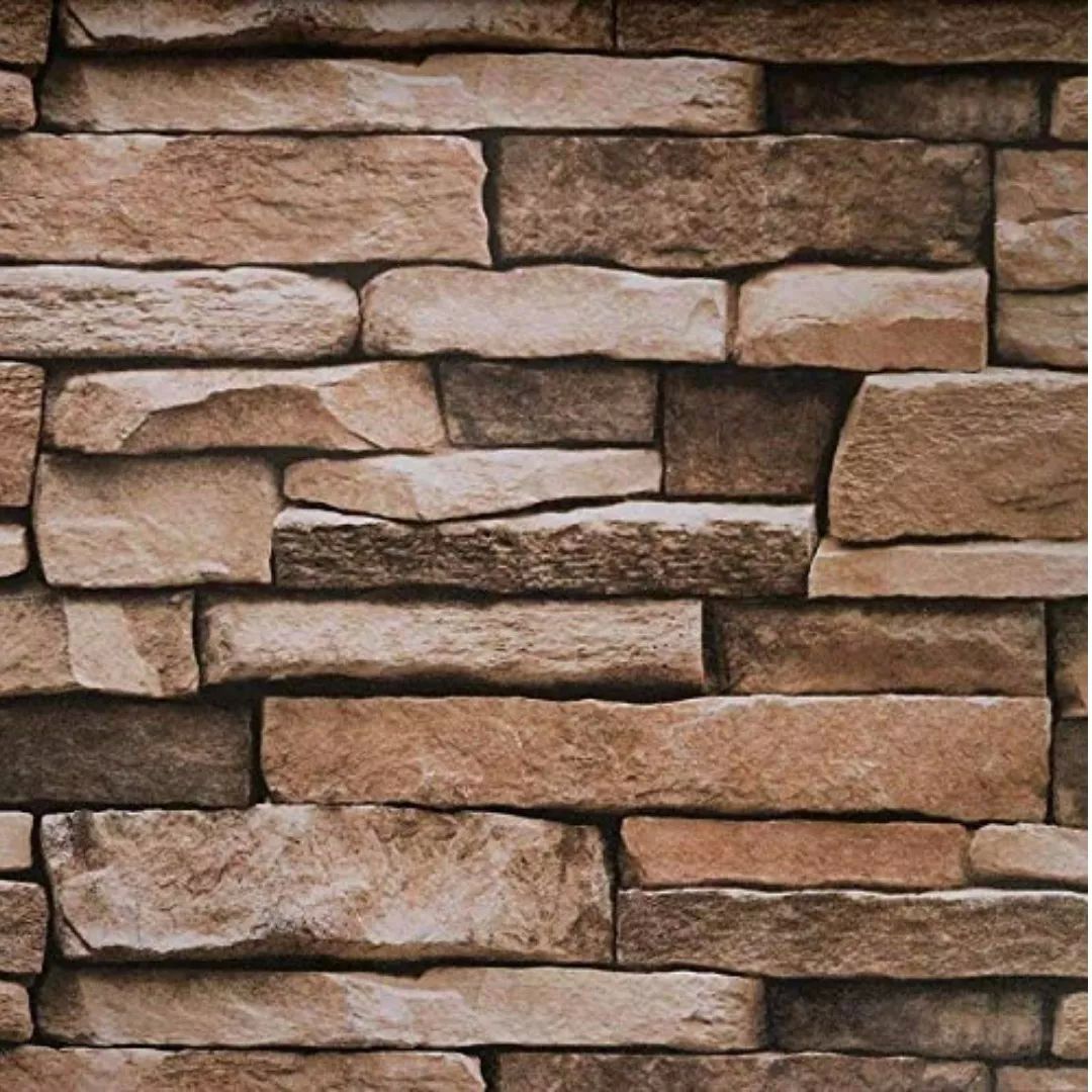 Papel Tapiz Adherible 10m X 45cm Piedra Laja Café Tp01