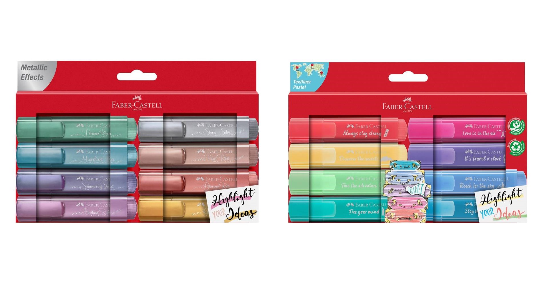 Marca Textos Faber Castell Textliner Metálico y Pastel 16 Piezas