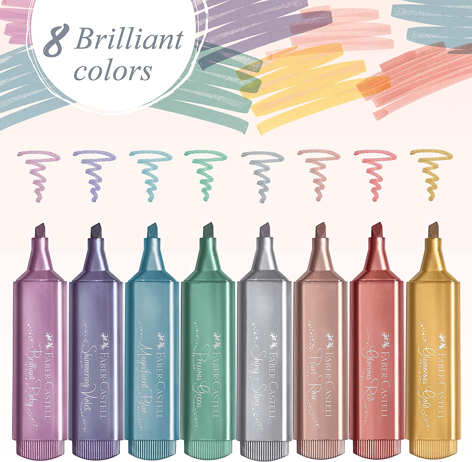 Marca Textos Faber Castell Textliner Metálico y Pastel 16 Piezas