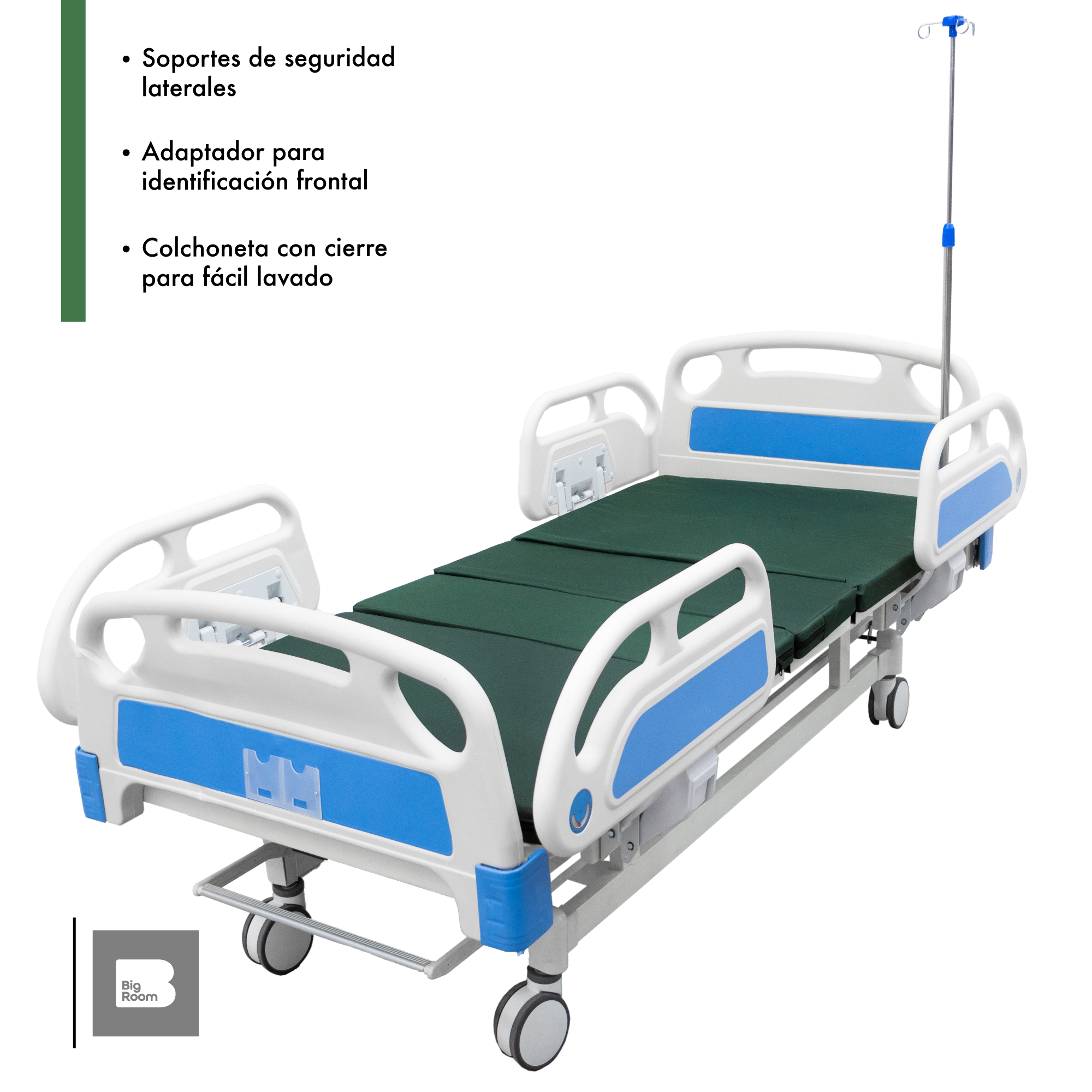 Cama Hospitalaria Electrica Porta Suero Colchon 2 Funciones