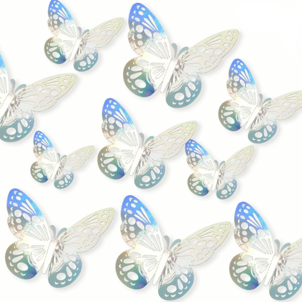 36 Pcs/3d Vinilos Decoracion Mariposas FUNBU diseño En Hueco Plateado