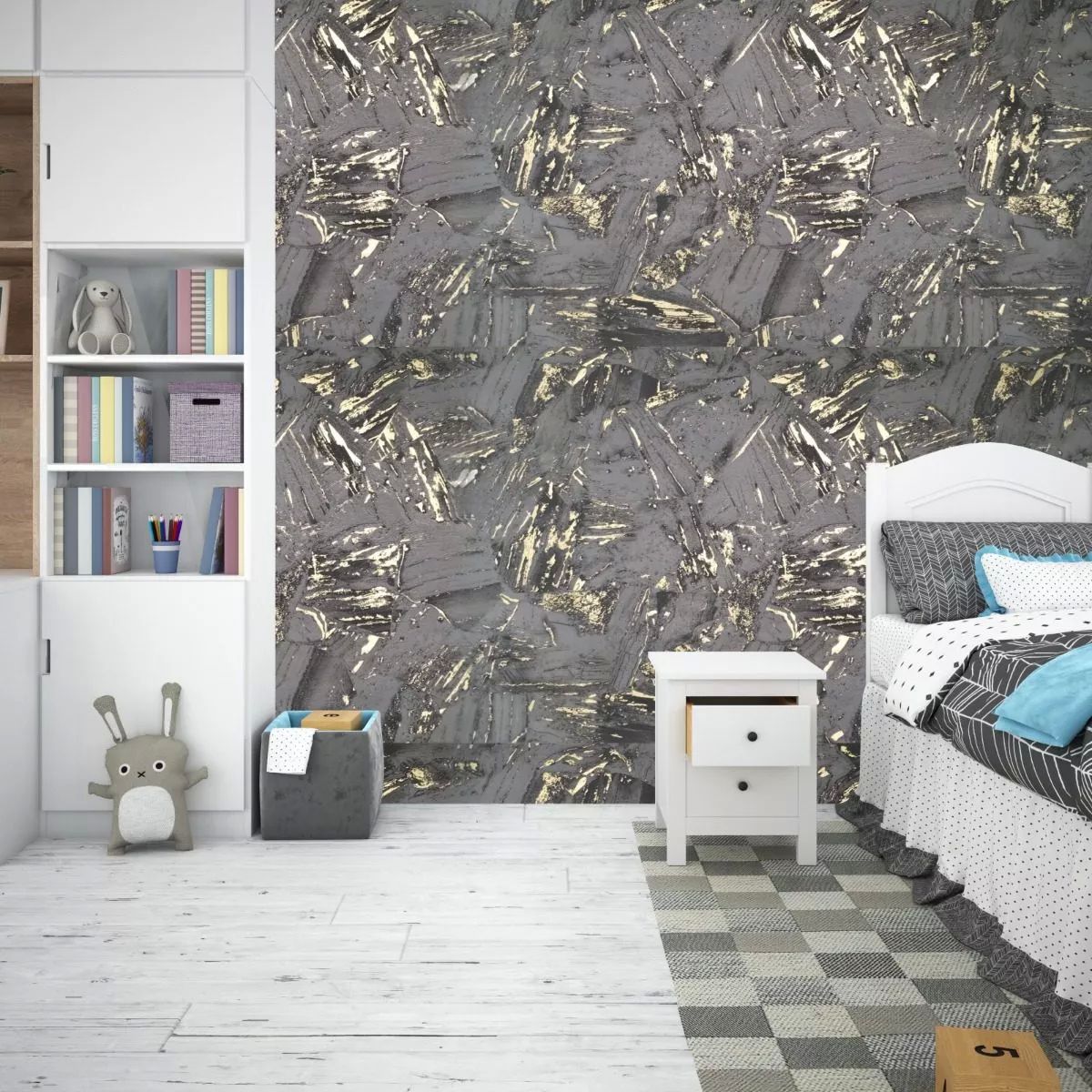 Papel Tapiz Premium Gris/dorado 10mx53cm Tpl02