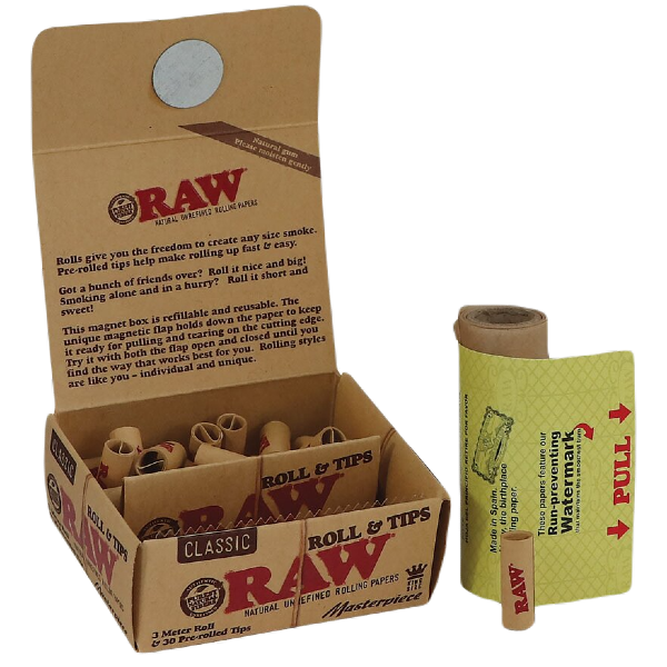 RAW Rolls Masterpiece - Rollo de papel + tips prerolados