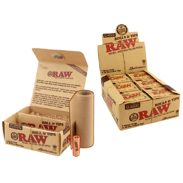 RAW Rolls Masterpiece - Rollo de papel + tips prerolados