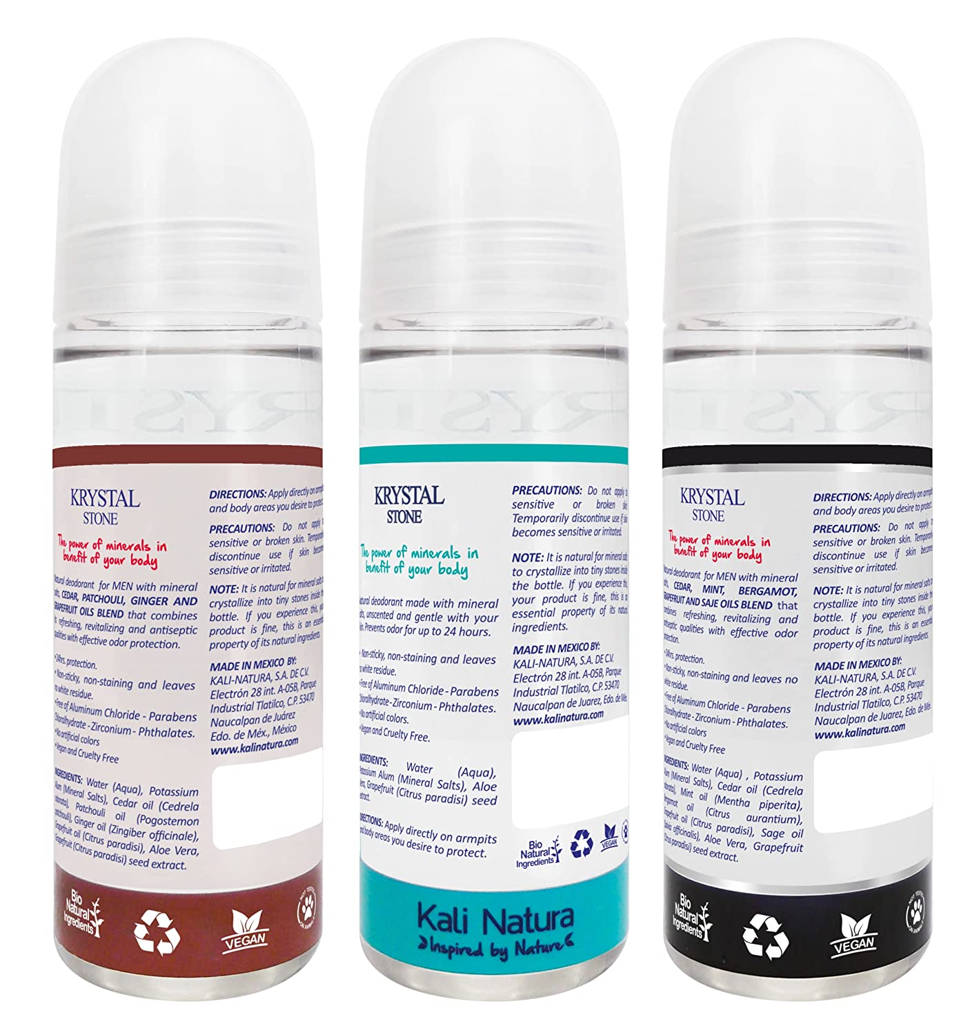 Krystal Stone Desodorante Roll On paquete de 3 Piezas