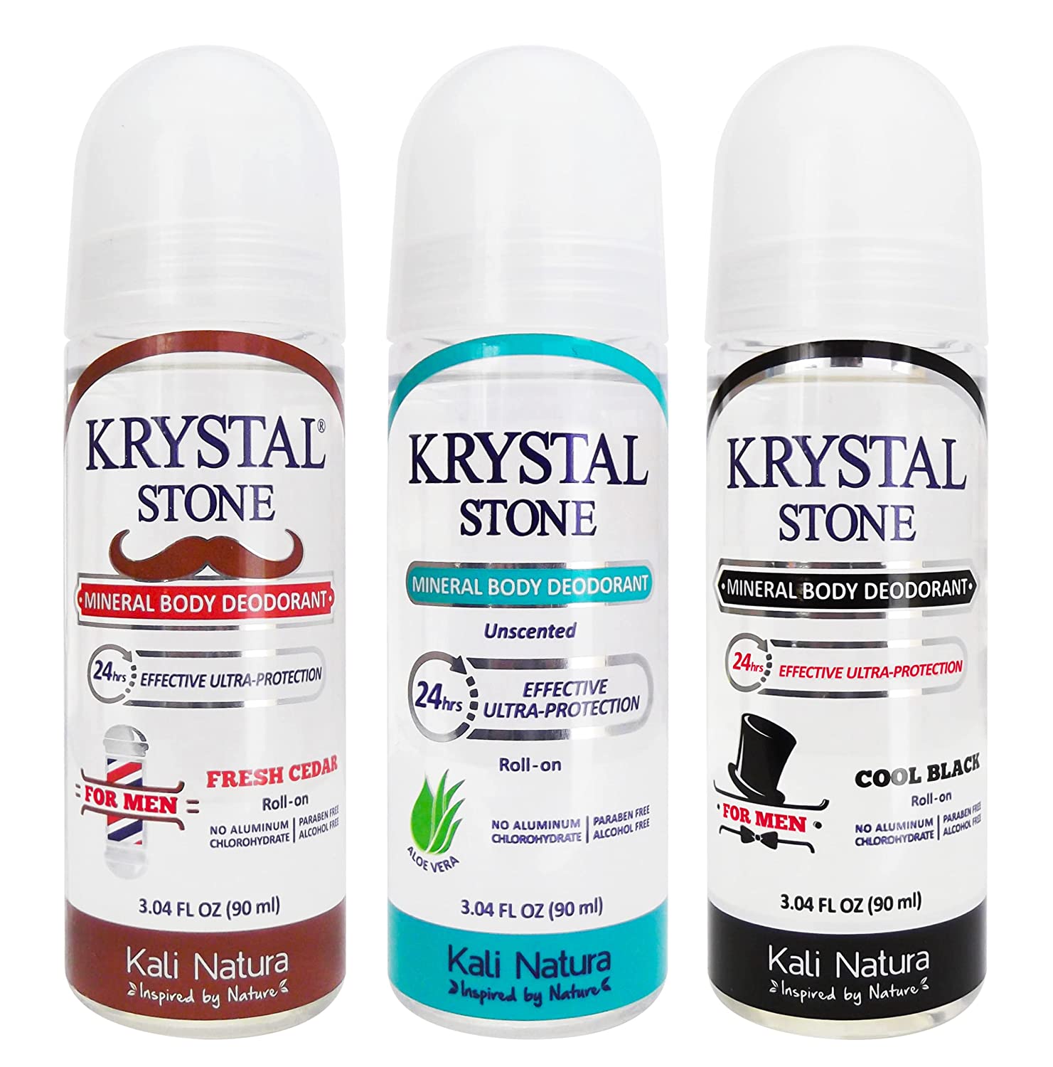 Krystal Stone Desodorante Roll On paquete de 3 Piezas