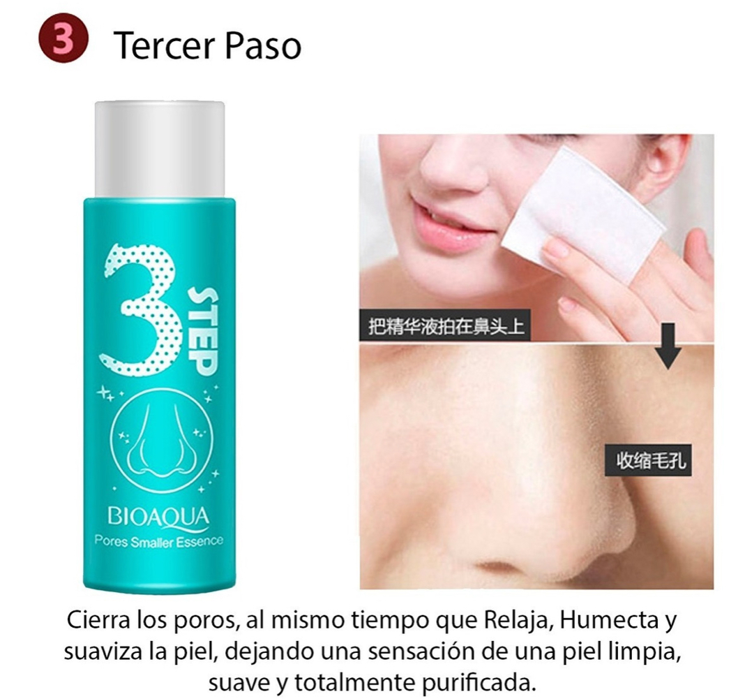 Tratamiento 3 Pasos Puntos Negros Granos, Espinillas Nariz 