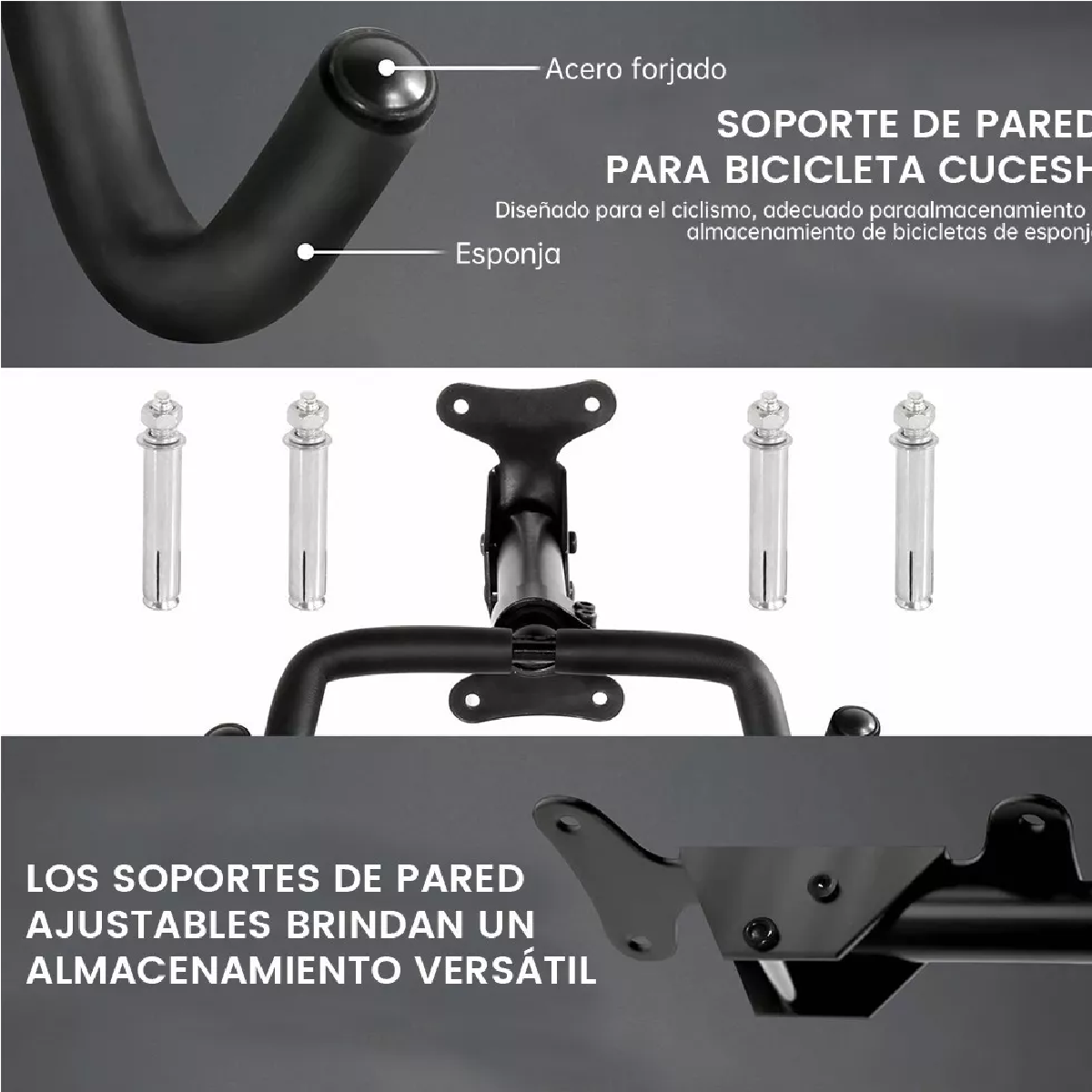 Doble Gancho Bicicleta Soporto Portabicicleta Pared Estacio