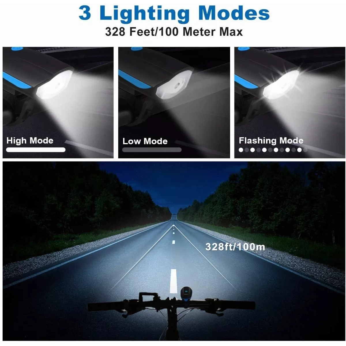 Lámpara Luces Para Bicicleta Recargables Luz Trasera Cuerno