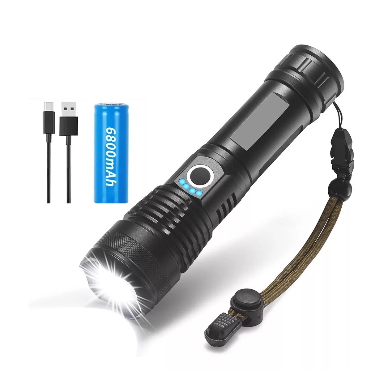 Lámpara Táctica 5000 Lm Led Xhp50 Usb Recargable