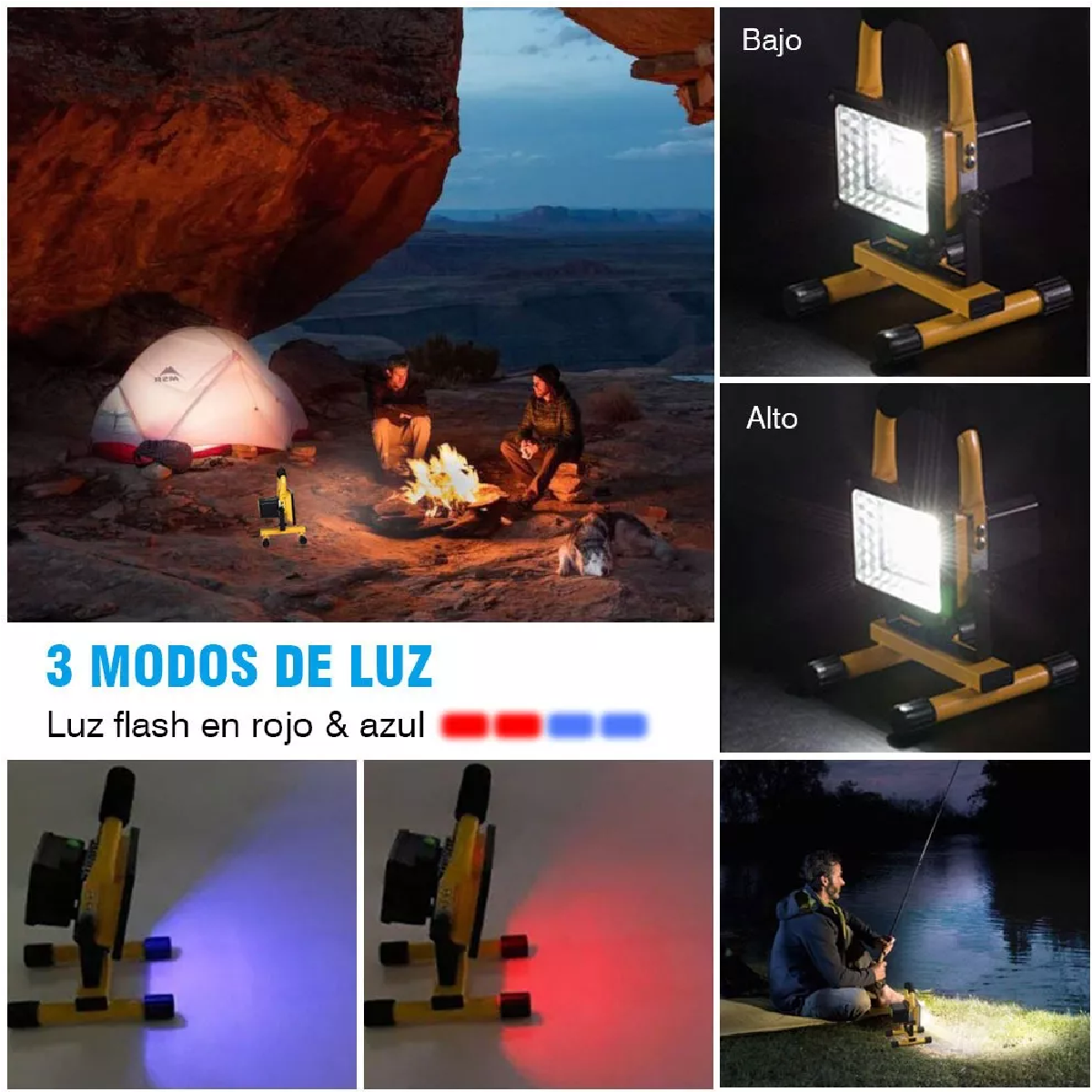 Reflector Led Recargable Lámpara Portátil Impermeable Campin