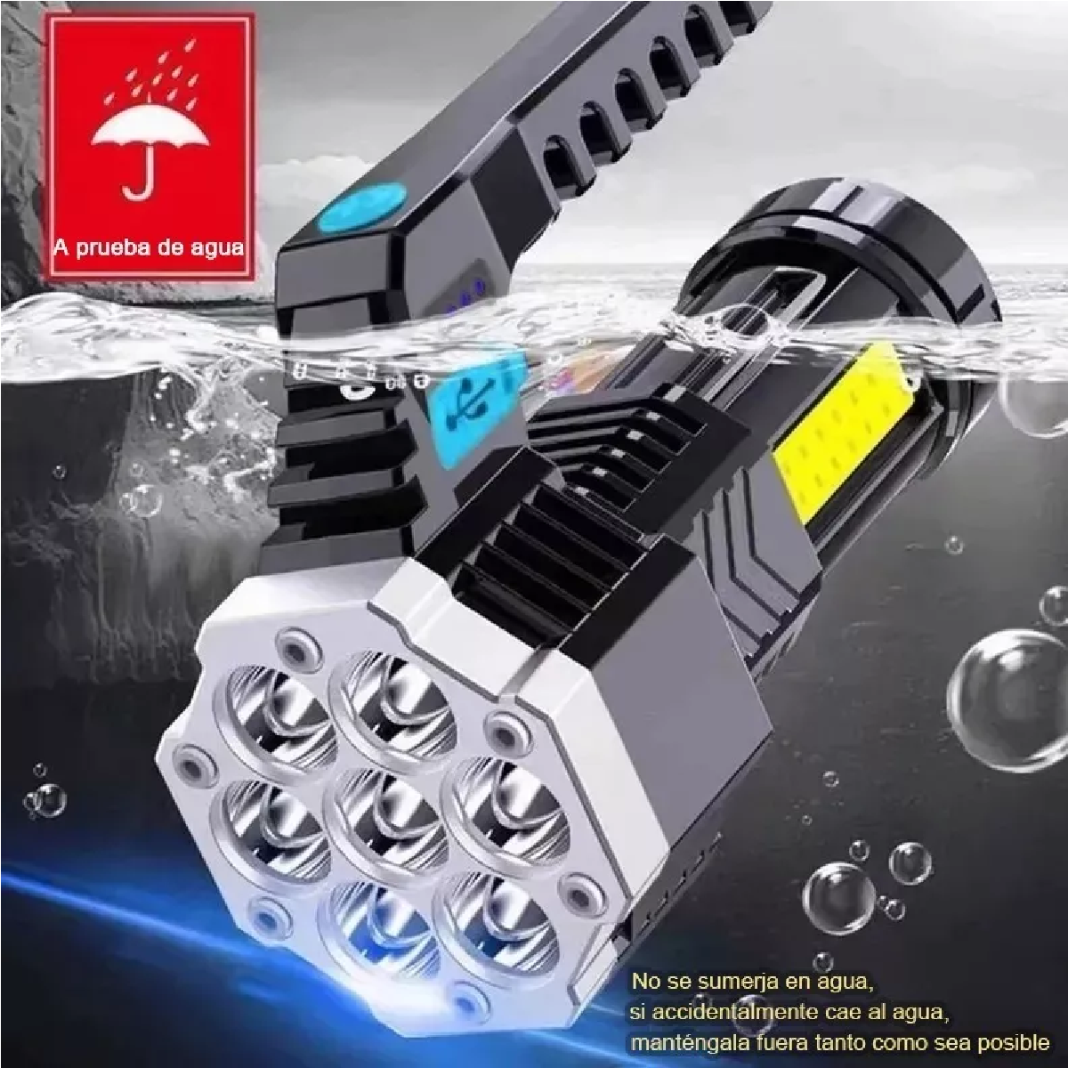 Linterna Táctica Recargable Lámpara De Mano Portátil Led+cob