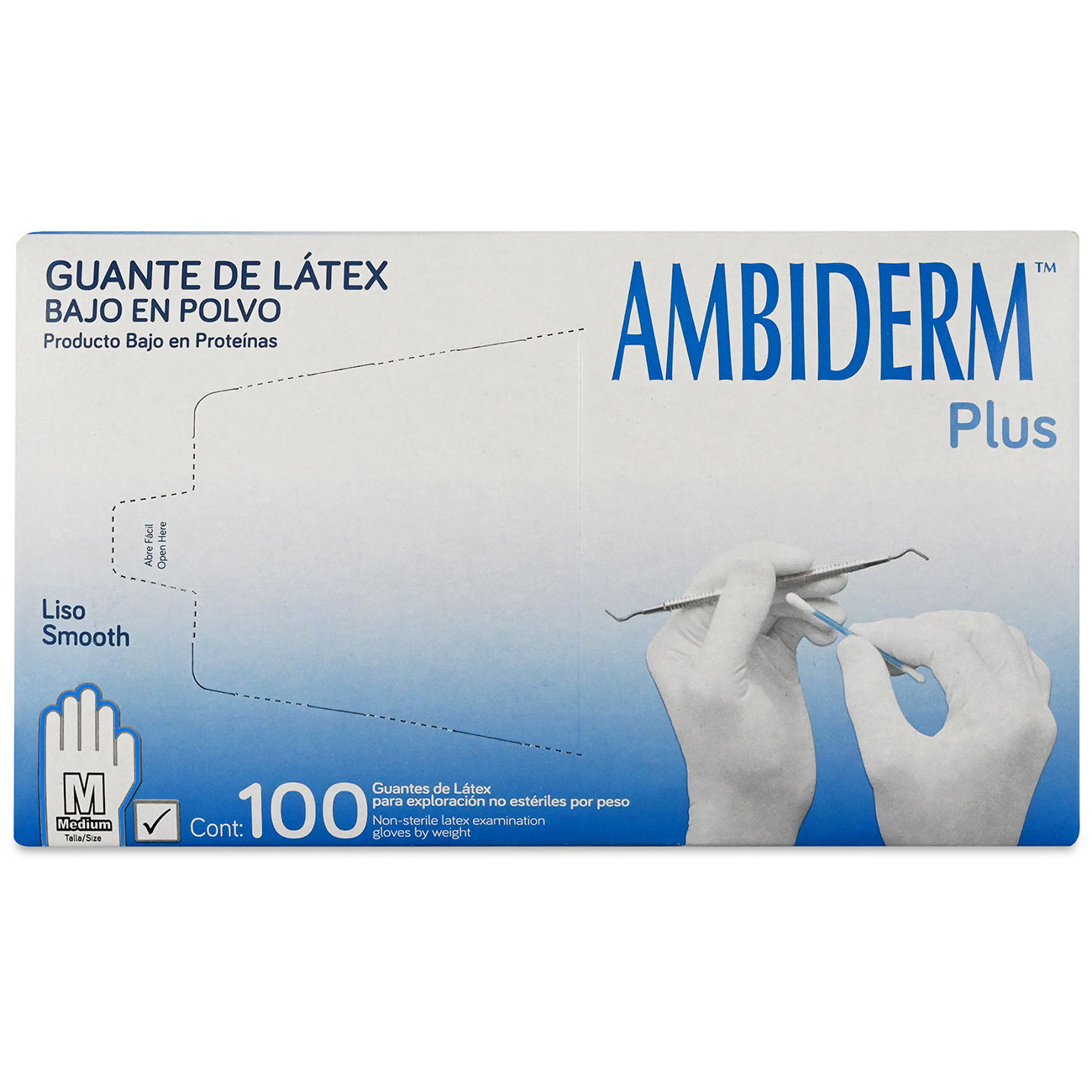 Guante De Exploración No Estéril Mediano Plus Blanco Ambiderm - Médica Depot