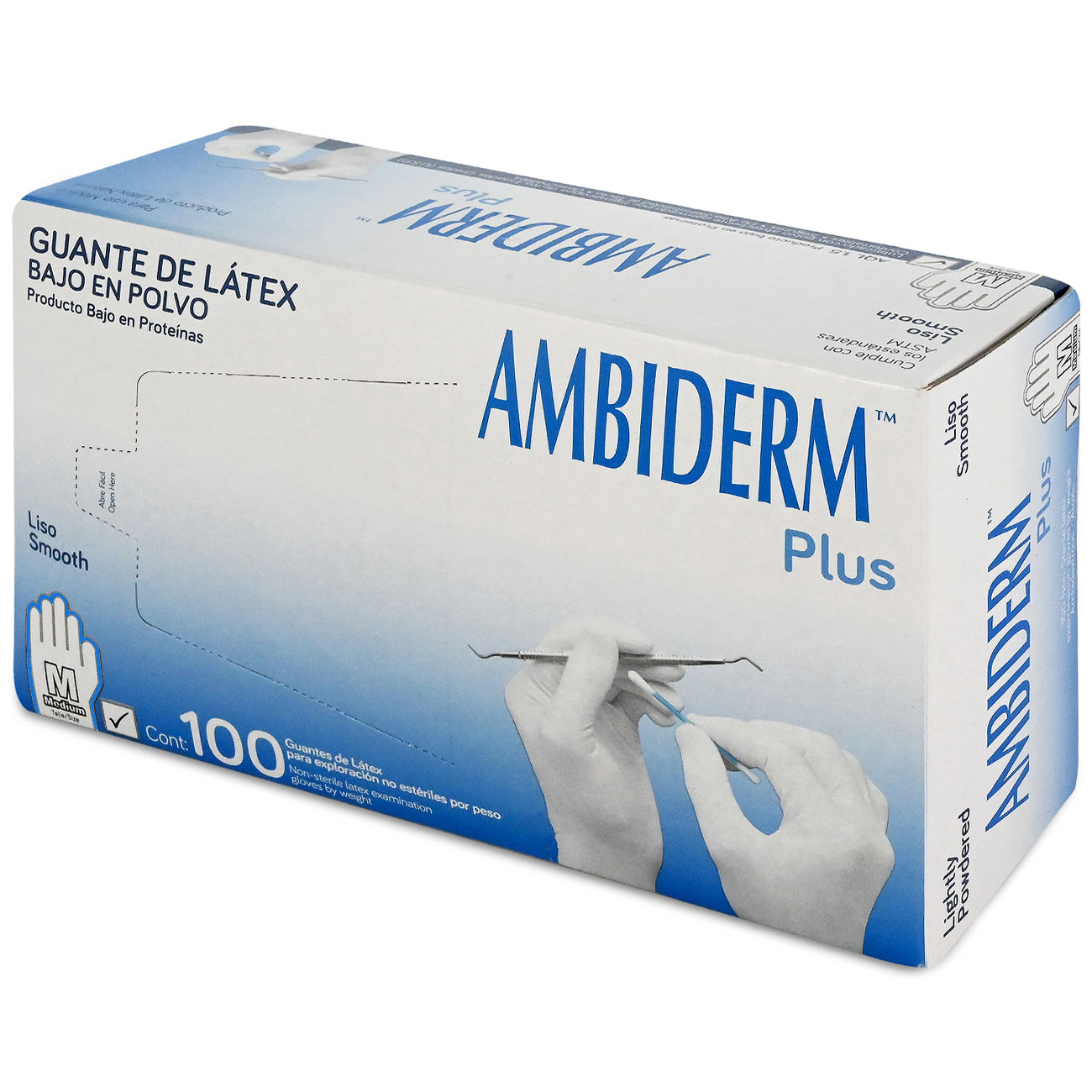 Guante De Exploración No Estéril Mediano Plus Blanco Ambiderm - Médica Depot