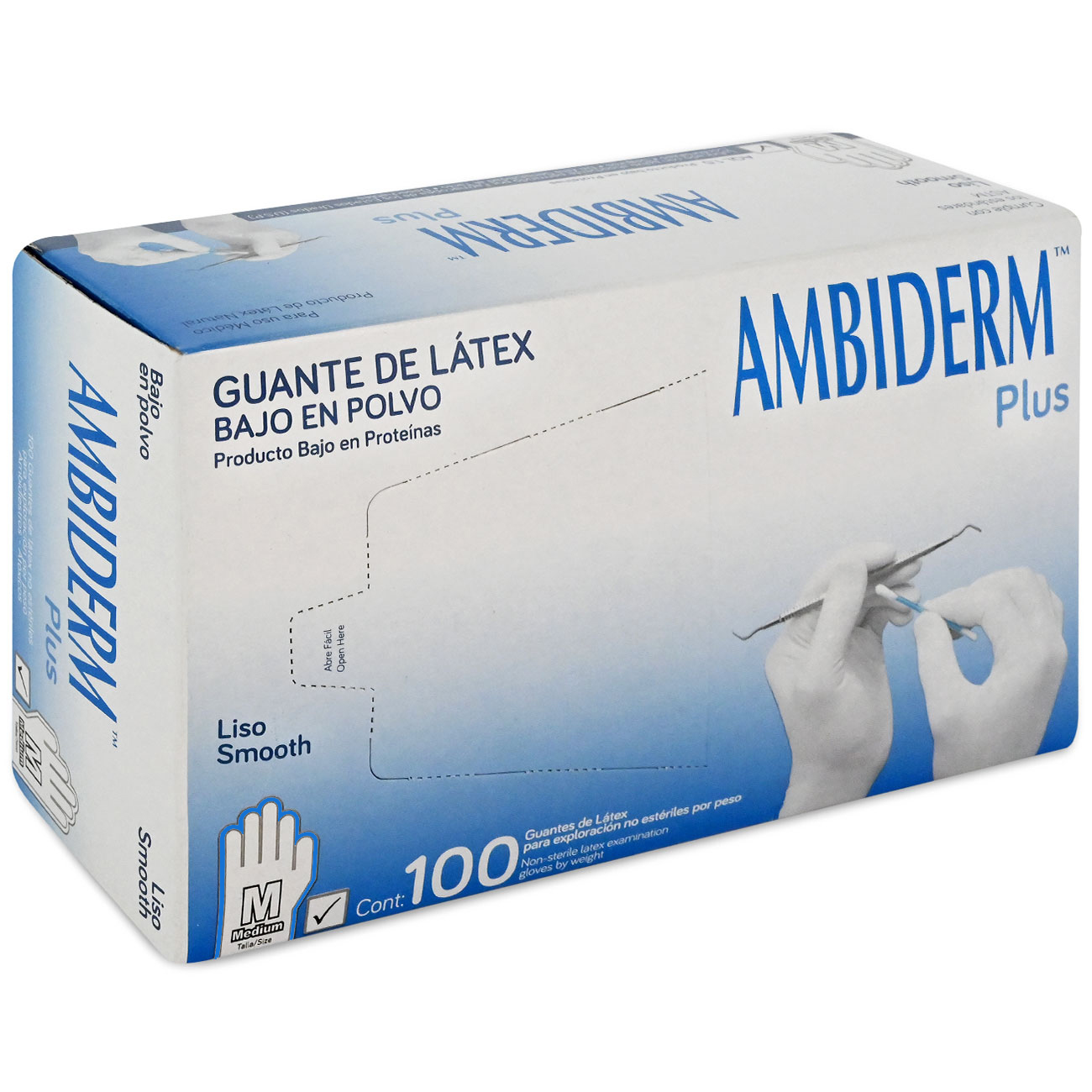 Guante De Exploración No Estéril Mediano Plus Blanco Ambiderm - Médica Depot