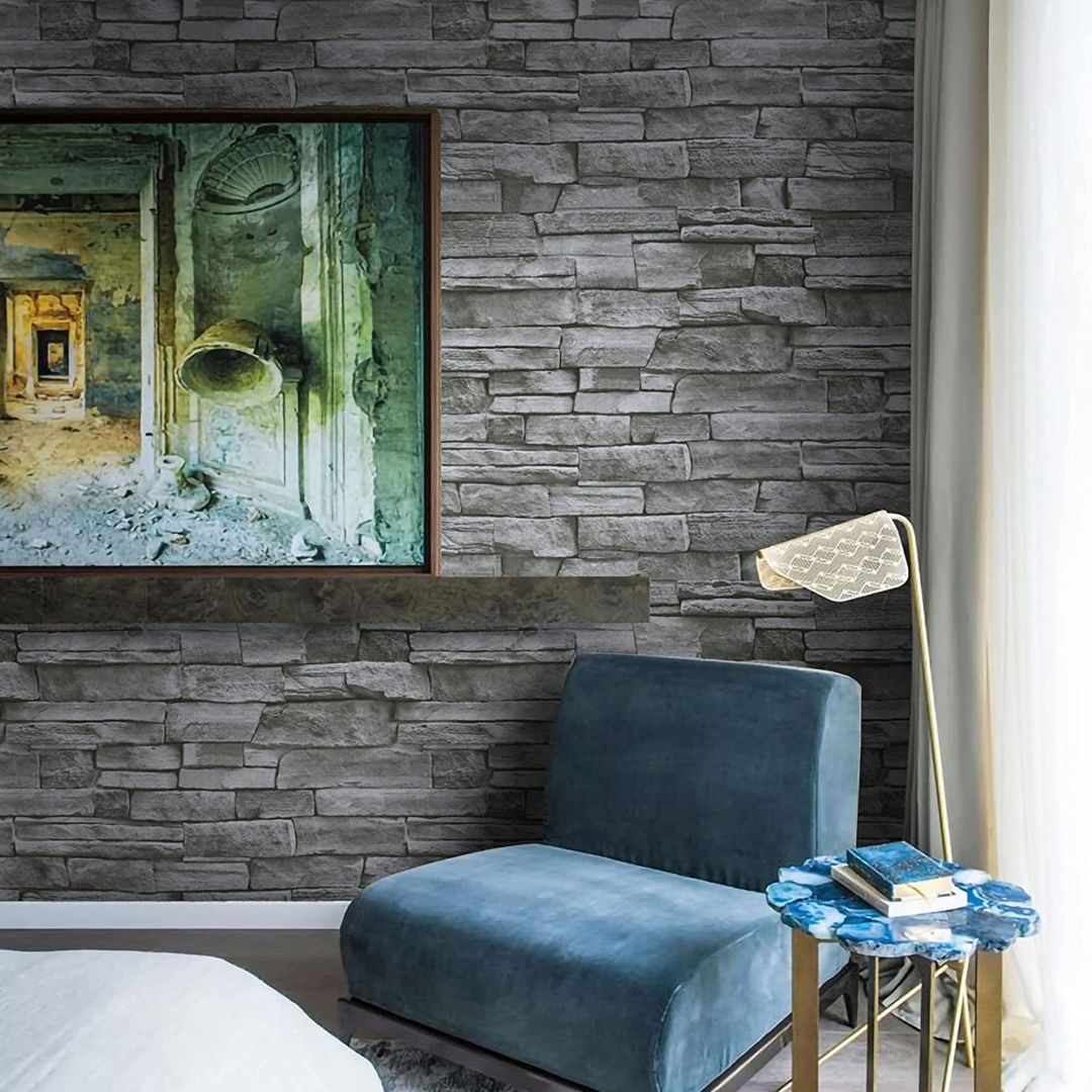 Papel Tapiz Vinilico Autoadhesivo Piedra Gris