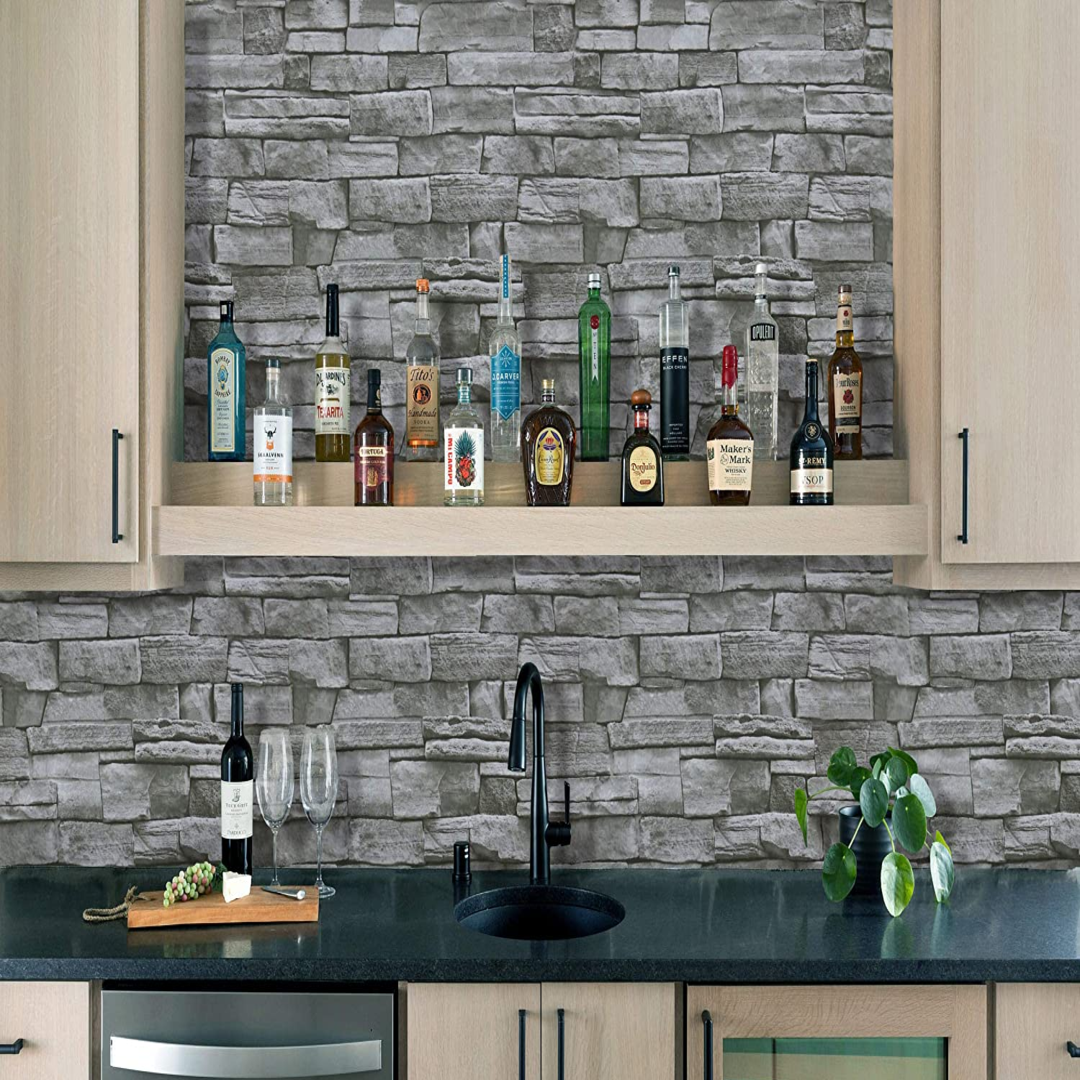 Papel Tapiz Vinilico Autoadhesivo Piedra Gris