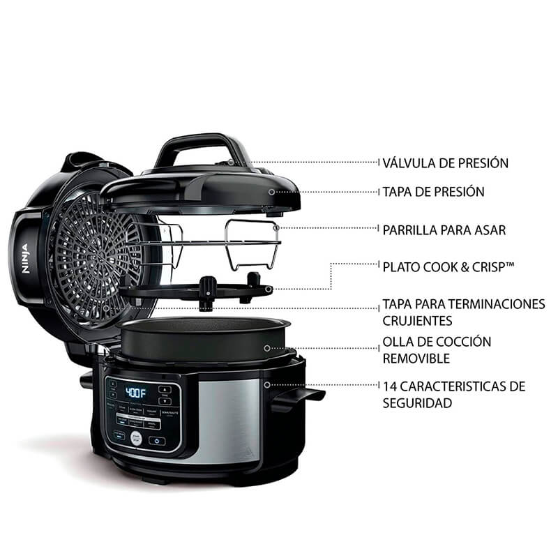Olla de Presión Ninja Foodie 9 en 1 OS101 con rejilla para asar REACONDICIONADO TIPO A