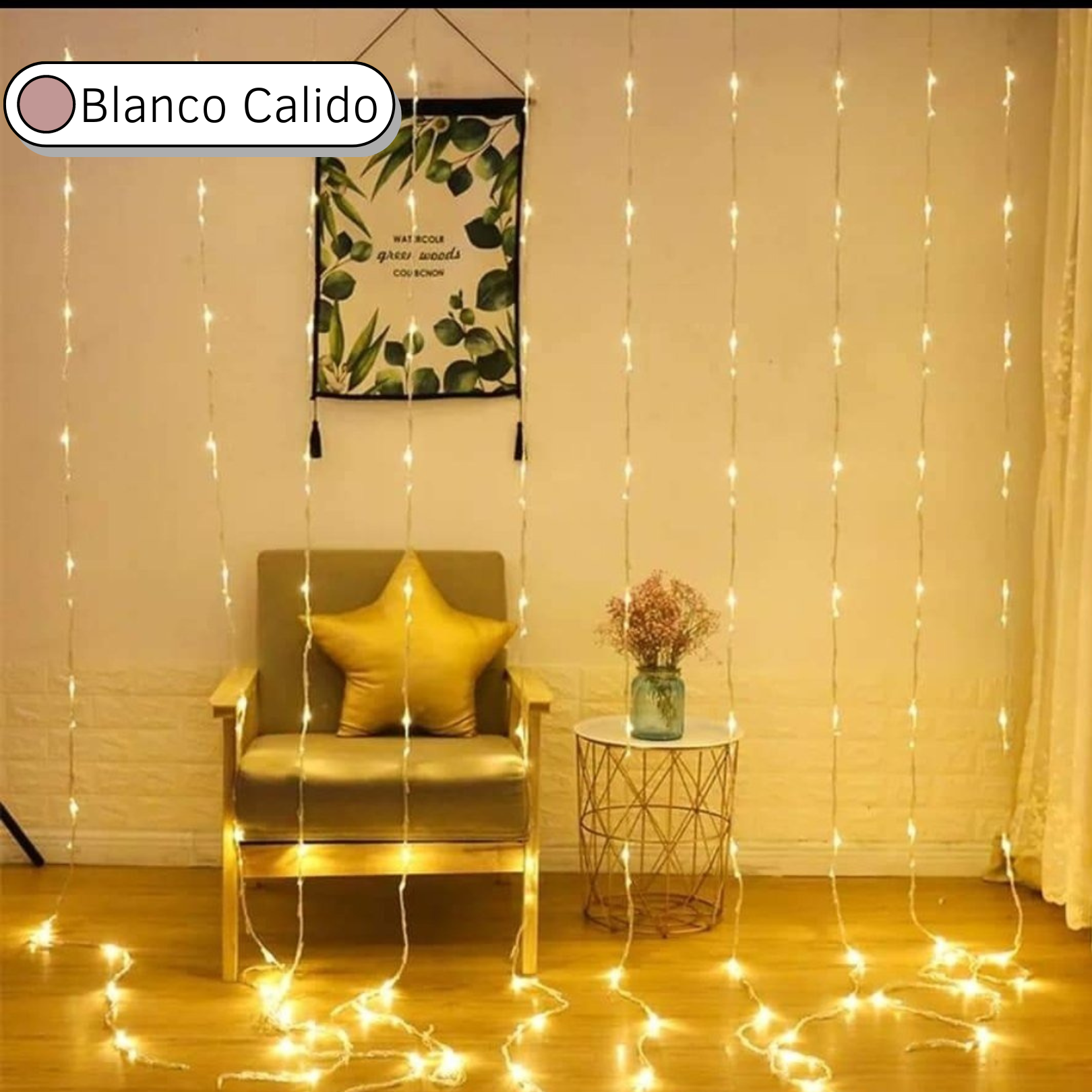 Cortina Decorativa Led 8 Modos de iluminación 3x3 metros USB Recubierta PVC Anti Agua Dosyu