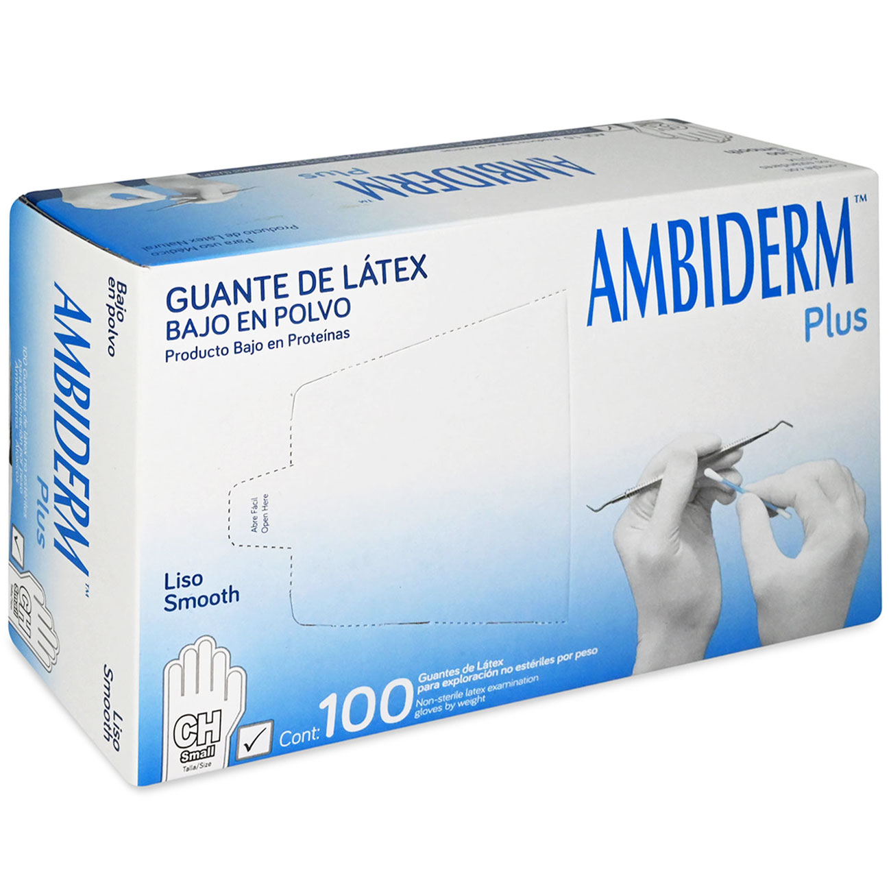 Guante De Exploración No Esteril  Chico Plus Blanco Ambiderm - Médica Depot
