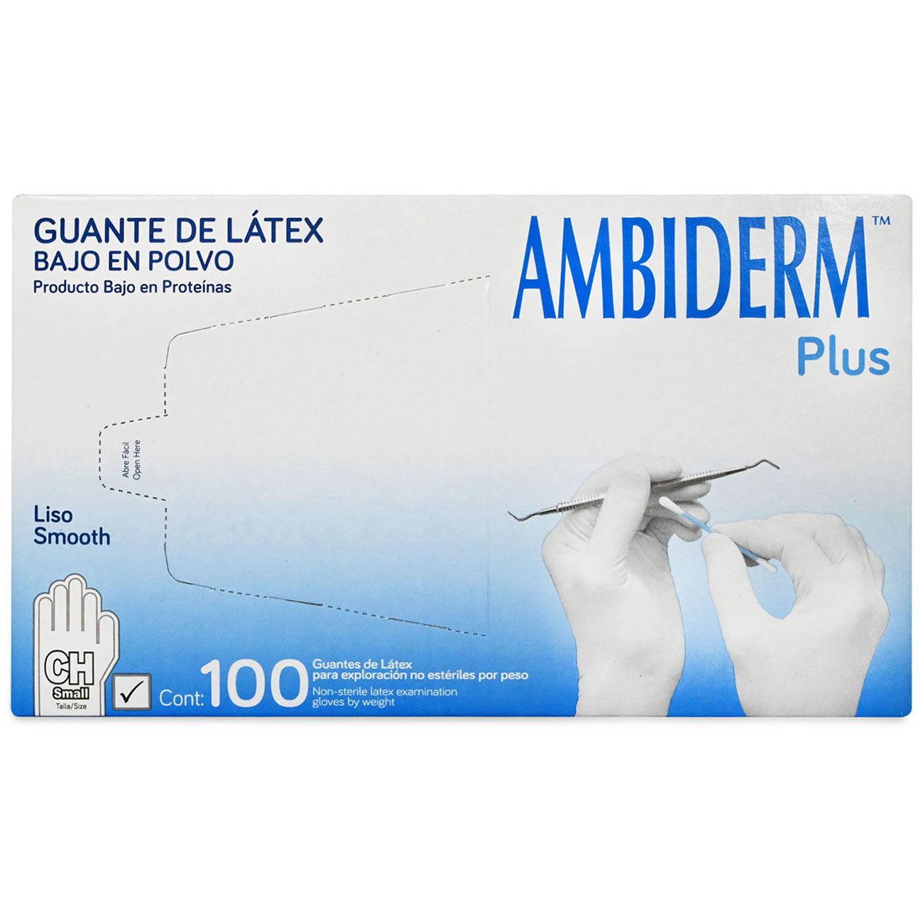 Guante De Exploración No Esteril  Chico Plus Blanco Ambiderm - Médica Depot
