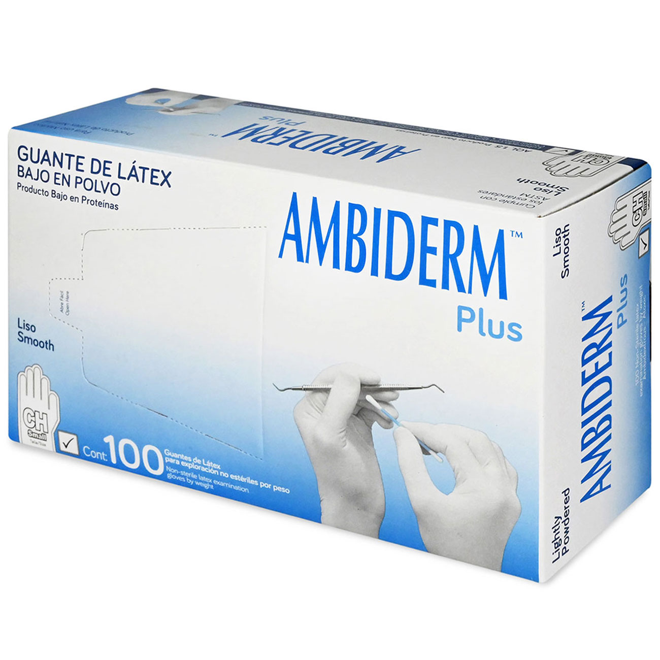 Guante De Exploración No Esteril  Chico Plus Blanco Ambiderm - Médica Depot