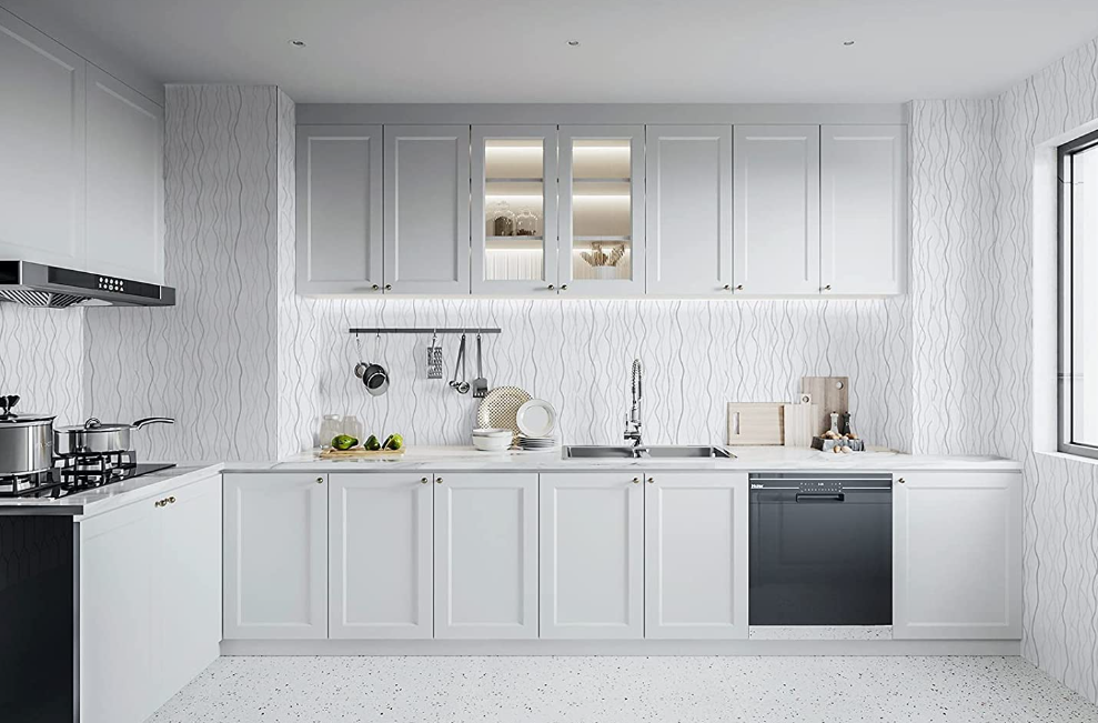 Papel Tapiz Vinílico Autoadhesivo Linea Plata