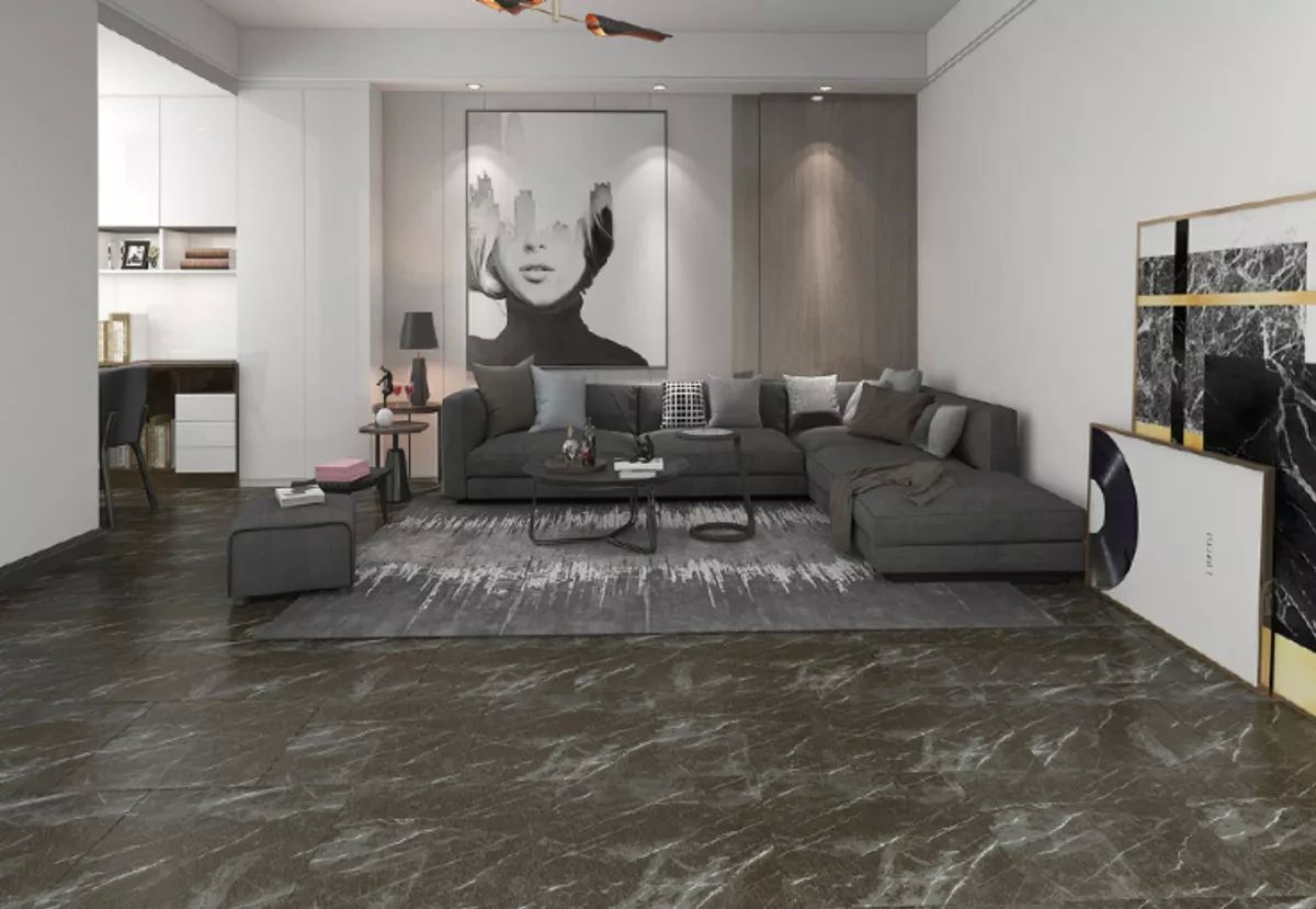 Piso Pvc Auto Adherible #6615 Negro Destellos Blancos 5 M2