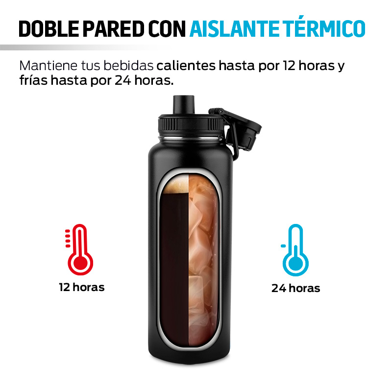 Termo de Acero Inoxidable con Aislamiento Térmico para Agua Fría o Caliente, de 40 Onzas (1.2 L) Redlemon