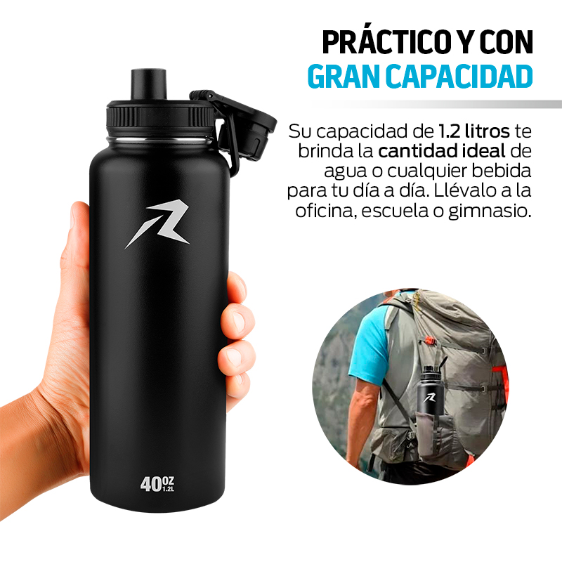 Termo de Acero Inoxidable con Aislamiento Térmico para Agua Fría o Caliente, de 40 Onzas (1.2 L) Redlemon