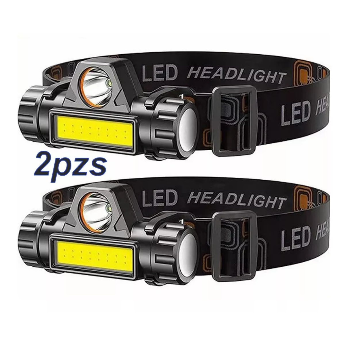 Duo Usb Lampara De Cabeza Linterna Iluminacion Doble Recargable