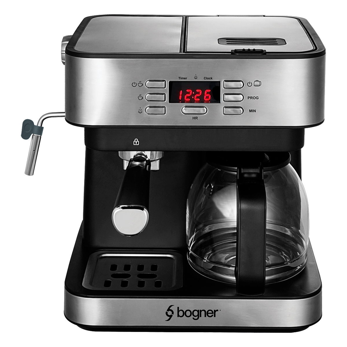 Cafetera Espresso + Goteo 20 Bdp 12tazas Acero Inox. Bogner