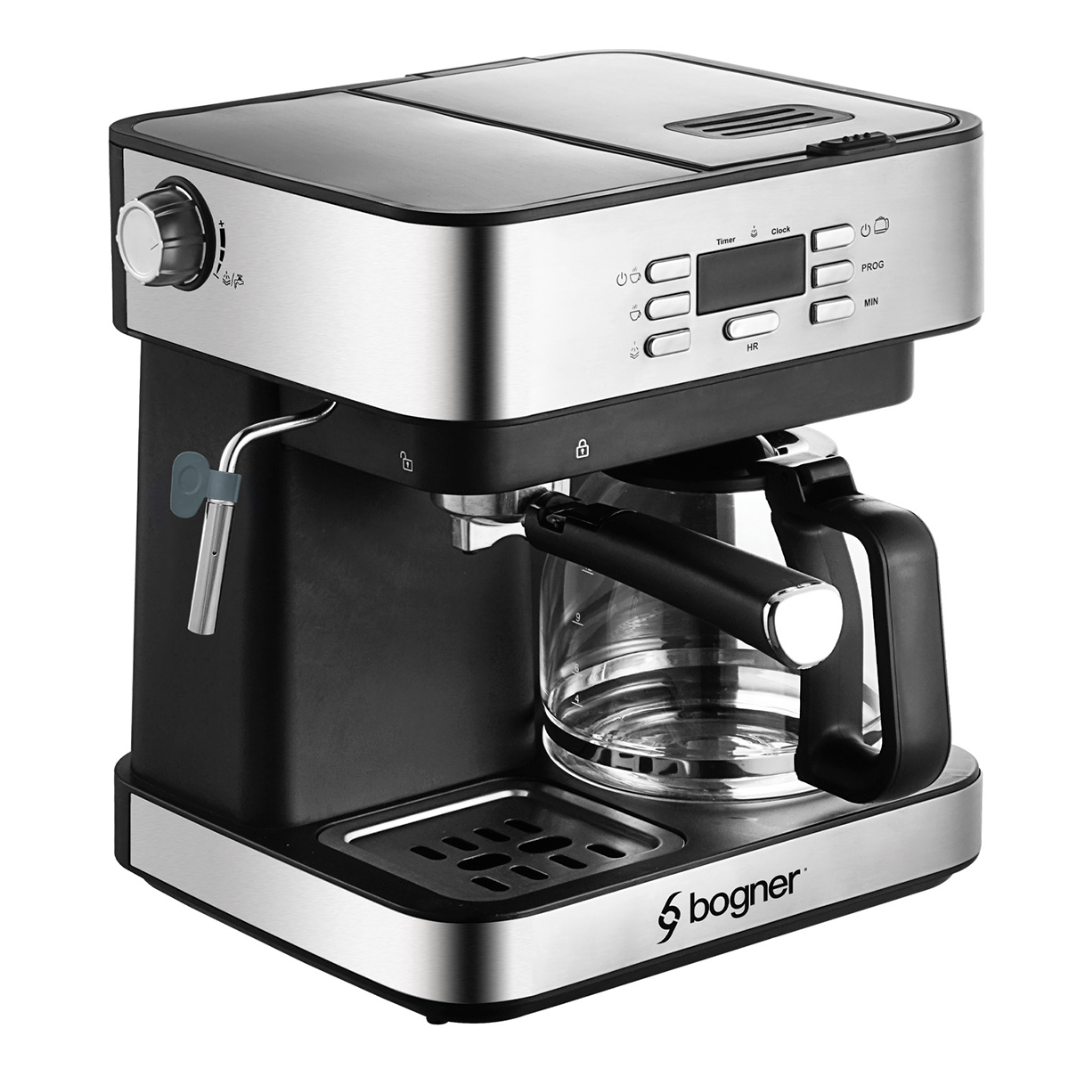 Cafetera Espresso + Goteo 20 Bdp 12tazas Acero Inox. Bogner