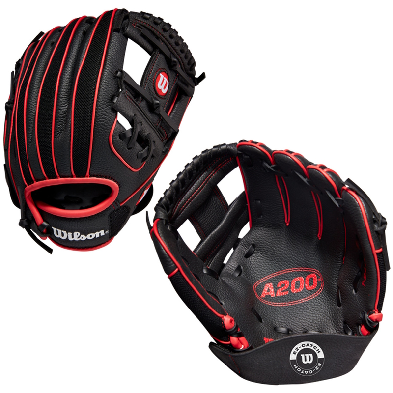 Guante de Beisbol Wilson A200 10in Negro Rojo infantil