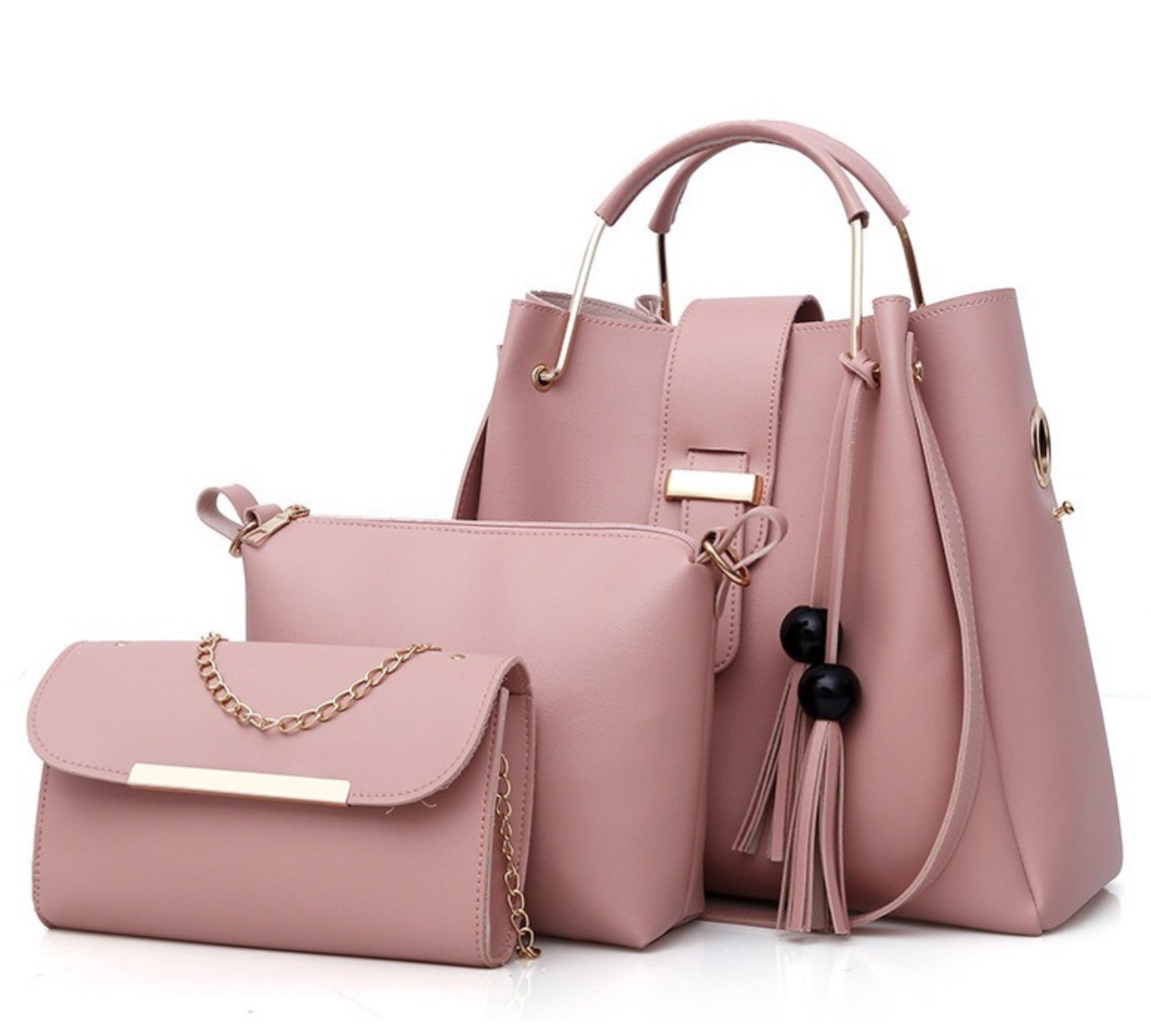 Bolsa elegante, moderna para mujer. Set de tres bolsas: de hombro