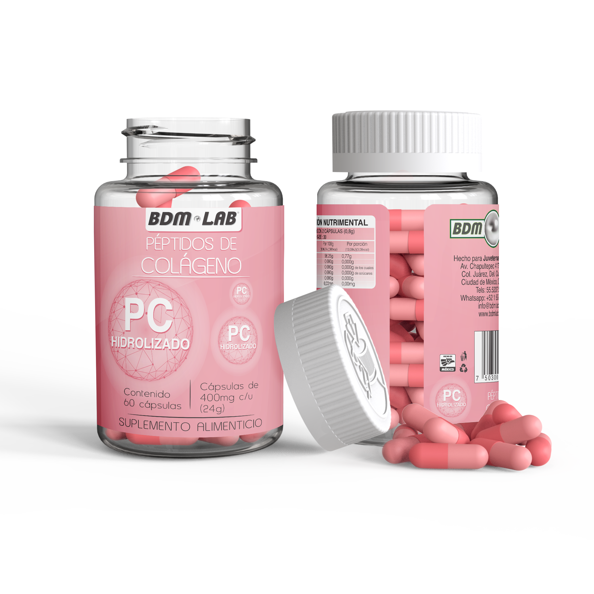 Duo Pack Péptidos de Colágeno 120 cápsulas BDM-LAB