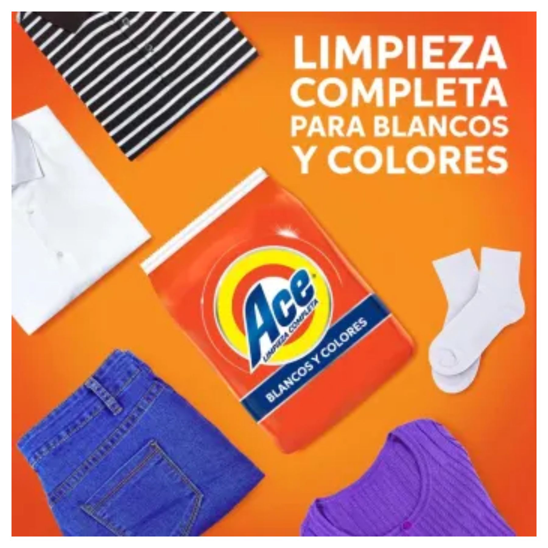 Detergente en Polvo Limpieza Blancos/Colores 8Kg Ace-NARANJA