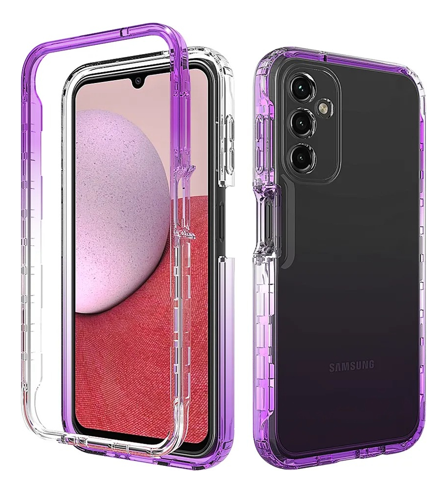 Funda 360 Uso Rudo Bicolor Transparente FUNBU Samsung/Huawei (Samsung A14 5G) color morado