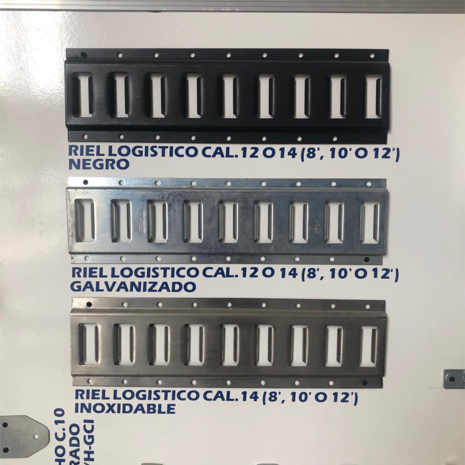 10 Pies Riel Logístico Tipo E Calibre 14 Galvanizado