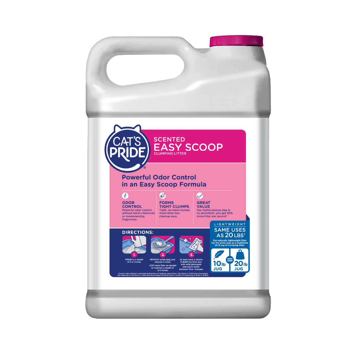 Cat's Pride Arena para gato Perfumada, Elimina olores, Libre de químicos agresivos, Fácil uso, 10lb