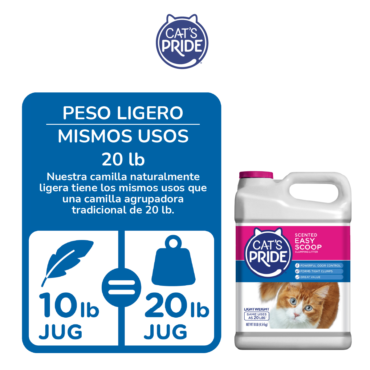 Cat's Pride Arena para gato Perfumada, Elimina olores, Libre de químicos agresivos, Fácil uso, 10lb
