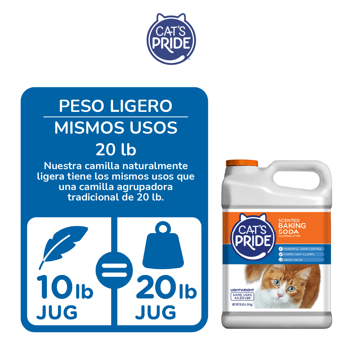 Cat's Pride Arena para gatos perfumada con bicarbonato de sodio para una frescura duradera, 10 lb
