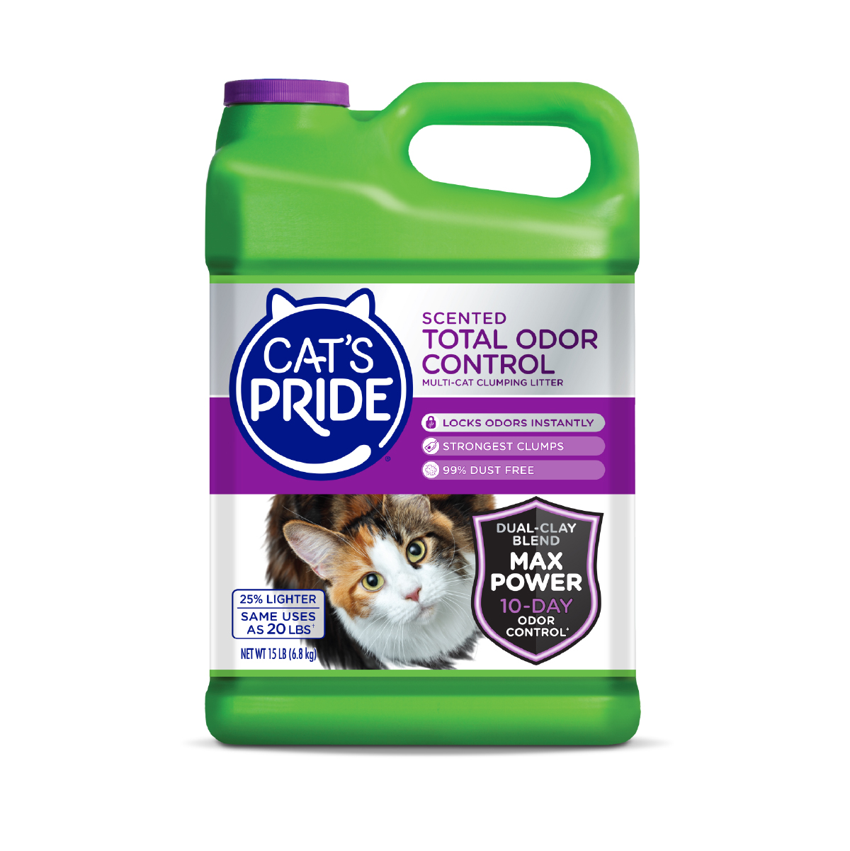 Cat's Pride Arena para gatos que absorbe y bloquea los olores al instante, 99% libre de polvo, 15lb.